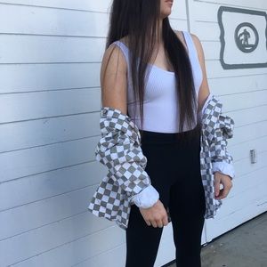 Checkered denim/jean jacket urban outfitters